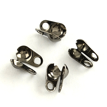 Iron Bead Tips, Calotte Ends, Cadmium Free & Lead Free, Clamshell Knot Cover, Gunmetal, 6x3.5mm, Hole: 1mm, 2.4mm inner diameter