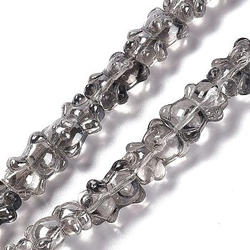 Electroplate Glass Beads Strands, Pearl Luster Plated, Bear, Light Grey, 15x12x8.5mm, Hole: 1mm, about 44pcs/strand, 25.20 inch(64cm)