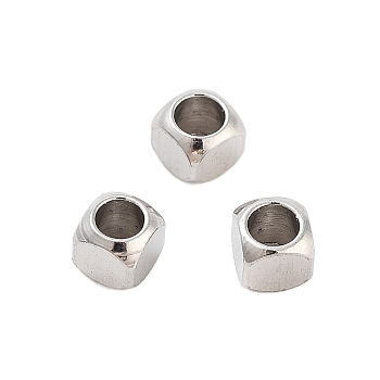 Non-Tarnish 201 Stainless Steel Beads, Cube, Stainless Steel Color, 3x3x3mm, Hole: 2mm