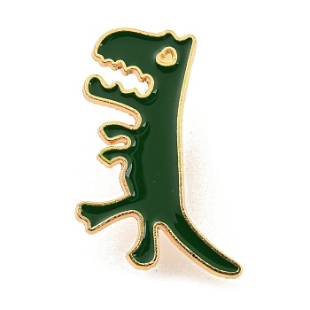 Dinosaur Alloy Enamel Pin Brooch, for Backpack Clothes, Green, 26.5x20x1.5mm