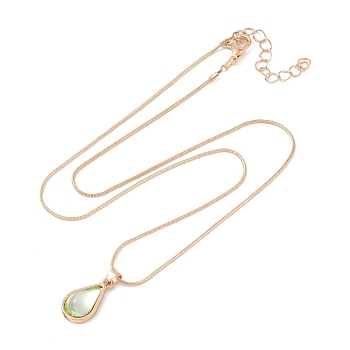 Alloy Snake Chain Necklaces, Plastic Pendant Necklaces, Teardrop, Golden, 18.62 inch(47.3cm)