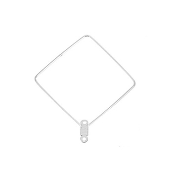 Stainless Steel Pendants, for Earring Findings, Rhombus, Stainless Steel Color, 46x40mm