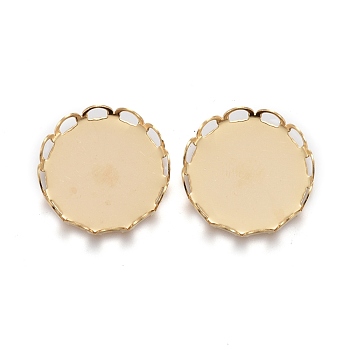 304 Stainless Steel Cabochon Settings, Lace Edge Bezel Cups, Flat Round, Golden, Tray: 15mm, 16x3mm