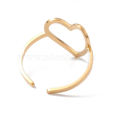 coeur évidé 304 anneau de manchette ouvert en acier inoxydable pour femme(RJEW-E073-07G)-3