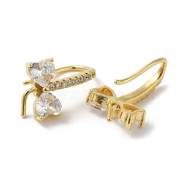 Bowknot Shape Rack Plating Brass Micro Pave Cubic Zirconia Earrings Hooks(KK-E084-44G)-2