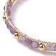 Round Natural Amethyst Beaded Bracelet(BJEW-TA00038-02)-4