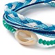 3Pcs 3 Style Natural Shell & Glass Braided Bead Bracelets Set(BJEW-B065-07B)-2