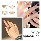 4Pcs 4 Style Snake & Smiling Face & Star Brass Cuff Rings for Her(RJEW-CW0001-01)-7