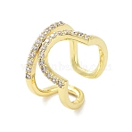 Rack Plating Brass Micro Pave Cubic Zirconia Cuff Rings, Long-Lasting Plated for Women, Lead Free & Cadmium Free, Real 18K Gold Plated, 12mm, Inner Diameter: 16.8mm(RJEW-D025-10G)