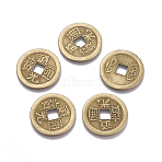 Tibetan Style Alloy Chinese Coin Pendants, Flat Round, Nickel Free, Antique Bronze, 24x0.9mm(PALLOY-WH0060-01E-NF)
