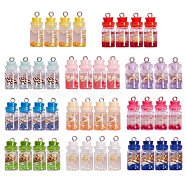 44 Pcs 11 Colors Glass Pendants, with Resin Filler & Iron Finding, Bottle with Conch, Mixed Color, 25x10mm, 4pcs/color(sgGLAA-SZ0001-25)