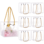 Transparent PVC Plastic Gift Box, with Polyester Cord, Square, White, Finished Product: 12x12x12cm, about 3pcs/set(OBOX-WH0016-05A)