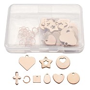 304 Stainless Steel Stamping Blank Tag Charms Sets, Star & Square & Heart & Flat Round& Drop& Cross, Rose Gold, 7~15.5x6~16x0.6~1.2mm, Hole: 1~1.2mm(STAS-TA0004-12RG)