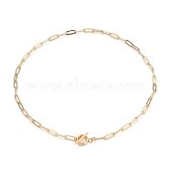 Brass Paperclip Chain Necklaces, with 304 Stainless Steel Toggle Clasps, Golden, 18.35 inch(46.6cm)(NJEW-JN03194)