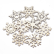 Wood Cabochons, Laser Cut Wood Shapes, Snowflake, Blanched Almond, 48~52x43~50x2.5mm(WOOD-N002-07)