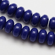 Imitation Amber Resin Rondelle Bead Strands for Buddhist Jewelry Making, Dark Blue, 8x5mm, Hole: 1mm, about 80pcs/strand, 15.75 inch(RESI-E006-04A)