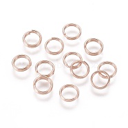 304 Stainless Steel Split Rings, Double Loops Jump Rings, Rose Gold, 5x1mm, Inner Diameter: 3.7mm, Single Wire: 0.5mm(X-STAS-P223-22RG-12)