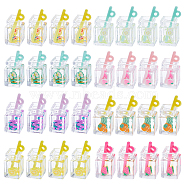 Elite 32Pcs 8 Style Transparent Resin Pendants, Imitation Drink, Bottle, Mixed Patterns, 26.3~27.5x12~13x11mm, Hole: 1.8mm, 4pcs/style(RESI-PH0001-63)