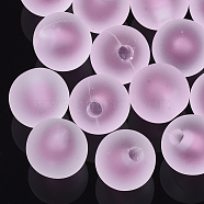 Transparent Acrylic Beads, Rubber Style, Bead in Bead, Half Drilled Beads, Round, Plum, 15.5x15mm, Half Hole: 3.5mm(TACR-S148-13K)
