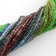 Glass Bead Strands, Faceted, Cube, Mixed Color, 3~4x3~4x3~4mm, Hole: 0.5mm, about 100pcs/strand, 13.5 inch(GLAA-R041-3x3mm-M)