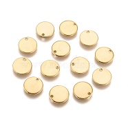 Ion Plating(IP) 304 Stainless Steel Charms, Blank Stamping Tag, Flat Round, Golden, 10x1mm, Hole: 1.2~1.5mm(X-STAS-F075-07A)