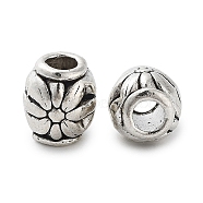 Tibetan Style Alloy Beads, Cadmium Free & Lead Free, Oval with Flower, Antique Silver, 9x8mm, Hole: 3.3mm, about 667pcs/1000g(FIND-A035-16AS)