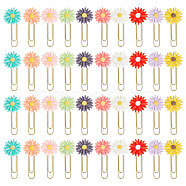 40Pcs 10 Colors Resin Flower Paper Clips, Long Bookmark Marking Clips, with Iron Clips, Mixed Color, 60x26mm, 4pcs/color(AJEW-AB00177)