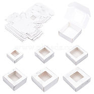 BENECREAT 24Pcs 6 Styles Paper with PVC Candy Boxes, with Square Window, for Bakery Box, Baby Shower Gift Box, Square with Marble Pattern, White, 4pcs/style(CON-BC0002-14B)