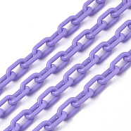 Opaque Acrylic Cable Chains, Oval, Medium Purple, 13x8x2mm, 19.68 inch(50cm)/strand(X-SACR-N010-002E)