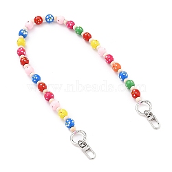 Bag Handles, with Round Natural Wood Beads, Platinum Alloy Spring Gate Rings & Swivel Clasps, for Bag Straps Replacement Accessories, Colorful, 23.81 inch(60.5cm)(AJEW-BA00035)