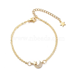 Clear Cubic Zirconia Link Bracelets, Brass Jewelry for Women, Golden, 7-1/8 inch(18.2cm)(BJEW-JB08843)