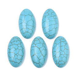 Synthetic Turquoise Cabochons, Dyed, Horse Eye, Sky Blue, 24x12x5.5mm(TURQ-S291-02A-01)