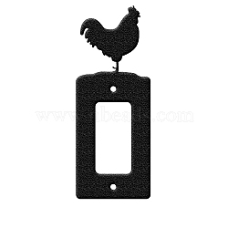 Iron Light Switch Decorations, with Screws, Rectangle with Rooster, Black, 18.1x6.9cm(AJEW-WH0197-004)