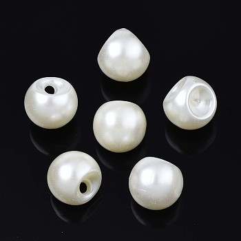 Acrylic Imitation Pearl Charms, Teardrop, Creamy White, 11.5x11.5x11.5mm, Hole: 2mm