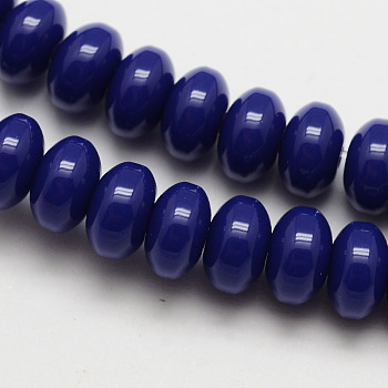 Imitation Amber Resin Rondelle Bead Strands for Buddhist Jewelry Making, Dark Blue, 8x5mm, Hole: 1mm, about 80pcs/strand, 15.75 inch