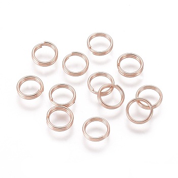 304 Stainless Steel Split Rings, Double Loops Jump Rings, Rose Gold, 5x1mm, Inner Diameter: 3.7mm, Single Wire: 0.5mm