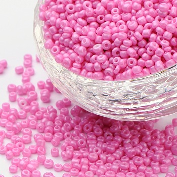 Baking Paint Glass Seed Beads, Hot Pink, 12/0, 1.5~2mm, Hole: 0.5~1mm, about 3333pcs/50g, 50g/bag, 18bags/2pounds