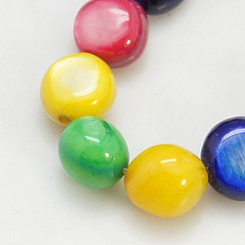 Natural Shell Beads Strands, Dyed, Amorphous, Mixed Color, 5x4x5mm, Hole: 1mm