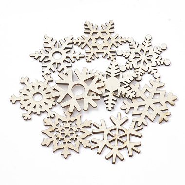 48mm BlanchedAlmond Snowflake Wood Cabochons
