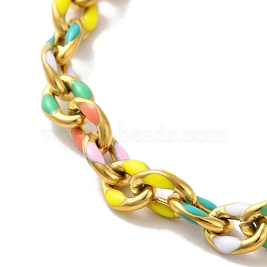 304 bracelets à chaîne ovale colorée en acier inoxydable et émail pour femmes(BJEW-B079-02G)-2