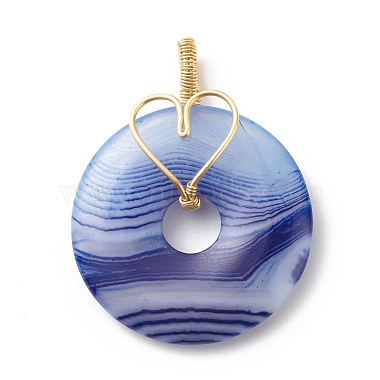Natural Striped Agate/Banded Agate Pendants(PALLOY-JF01793)-2