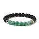 Natural Dyed Crackle Agate & Lava Rock Round Beaded Stretch Bracelet(BJEW-TA00444-04)-1