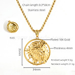 304 Stainless Steel Pendant Necklaces, Golden, Jesus, 19.69 inch(50cm), pendant: 35x34mm(FS-WG0CD66-16)