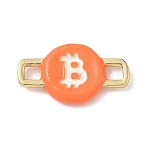 Brass Enamel Connector Charm, Flat Round with Letter Links, Cadmium Free & Lead Free, Rack Plating, Long-Lasting Plated, Real 18K Gold Plated, 12.5x22.5x3mm, Hole: 2.8x3mm(KK-CBA4231-01A-G)