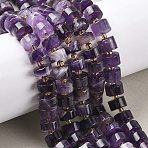 Natural Banded Amethyst Beads Strands, Column, with Seed Beads, 9.5~11x5.5~7mm, Hole: 1mm, about 40~47pcs/strand, 15.75''(40cm)~15.94''(40.5cm)(G-K245-C02-08)