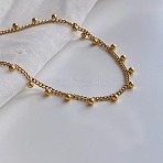 304 Stainless Steel Round Beads Tassel Twisted Chain Necklaces for Women, Golden, 16.14 inch(41cm)(FS-WG442A8-01)