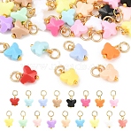 50Pcs Butterfly Opaque Acrylic Charms, with 304 Stainless Steel Open Jump Rings, Golden, Mixed Color, 10mm(PALLOY-YW00148)