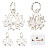 5Pcs 925 Sterling Silver Pendants, with Jump Rings, Lotus, Silver, 11x11.5x1.5mm, Hole: 4mm(STER-BBC0001-53)