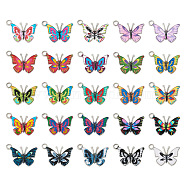 50Pcs 25 Style Alloy Enamel Pendants, Platinum, Butterfly Charm, Mixed Color, 14~21x17~20.5x1.5mm, Hole: 1.6~1.8mm, 2pcs/style(FIND-TA0003-62)