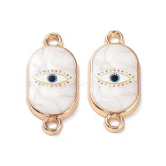 Resin Connector Charms, Light Gold Tone Alloy Enamel Eye Links, Oval, 21.5x10x2mm, Hole: 1.6mm(FIND-E043-11KCG-01)